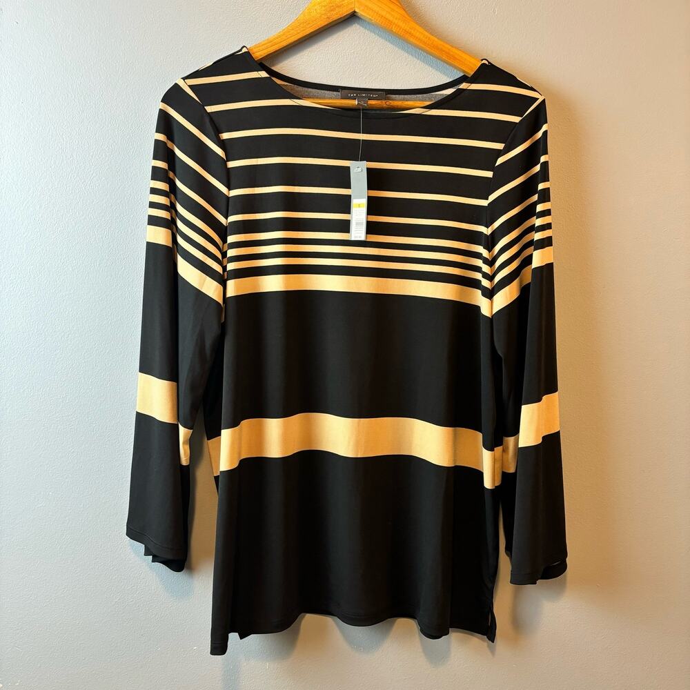 New! Limited Slinky Long Sleeve Blouse Neutral Colors Womens Small